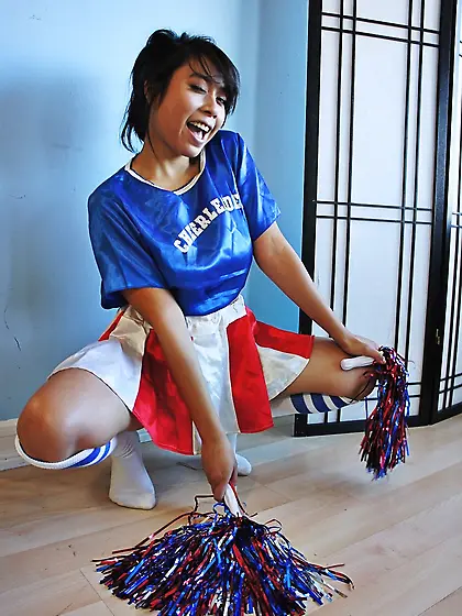 Black basketball players with pleasure fuck Asian cheerleader's