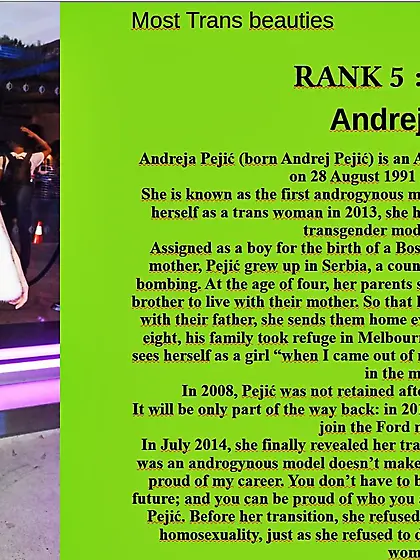 5th Supermodels category : Andreja PEJIC