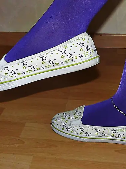 Wifes well worn sneaker runners boots stockings