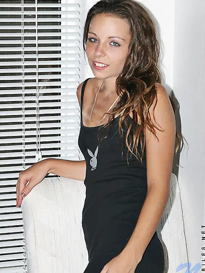 Tresseme Nubiles takes her sexy black playboy dress and shows he