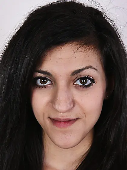 Black hair shy beauty