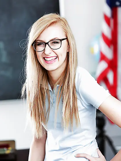 Young nerdy beauty