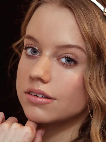 Black dress blonde showing her enticing pussy with legs spread V