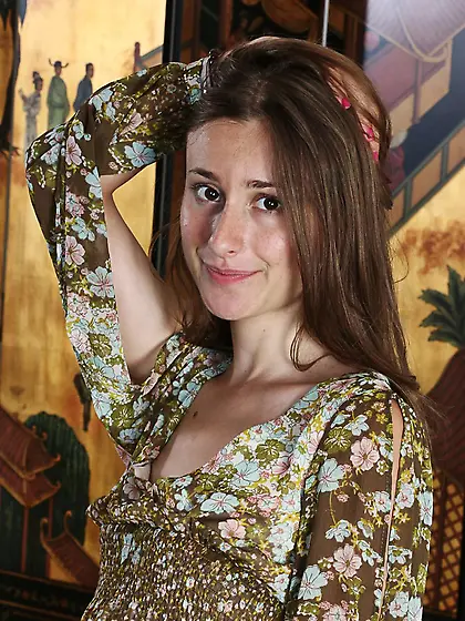 Seducing Lilith Black is wearing pink sheer panty and then showi