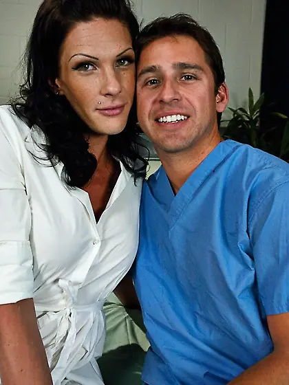 Homely tranny nurse treats