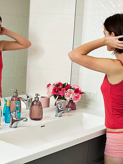 Shy bathroom masturbation