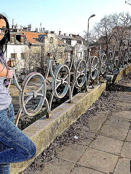 Lewd teenager Julia De Lucia is showing her cute round boob and