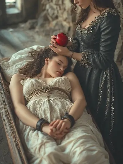 Beauty asleep nude and her Queen