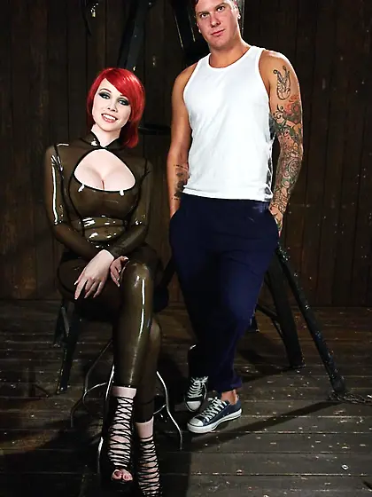 Redheaded t-girl tits revels