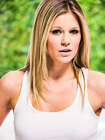 Blonde beauty wiggles white