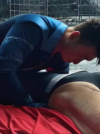 Black Superhero captured in netting. KO and fondle