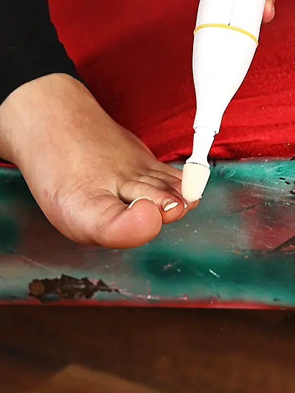 Eva Torres sticks two fingers in her tight shaved pussy and then