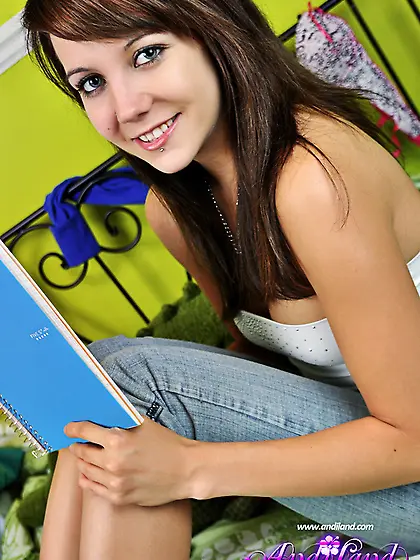 Sneakers-wearing brunette white panties