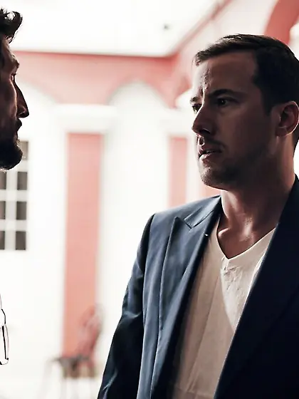 Slim blondie gets double drilled by two dudes