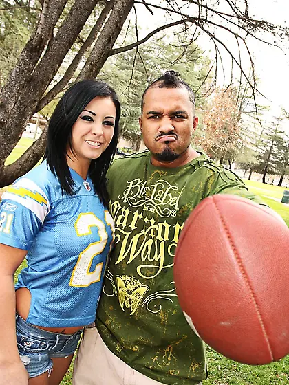 Blue-eyed and raven-haired hottie gaped by a huge black cock