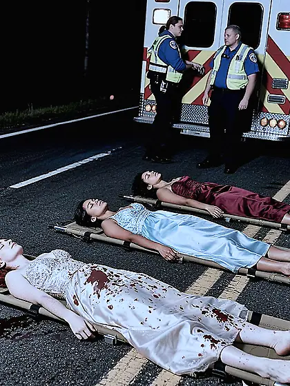 Prom Crash: Three dead girls loaded into ambulance