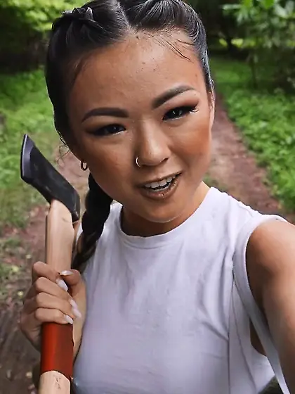 Cute Asian girl Lulu Chu gets fucked in the woods