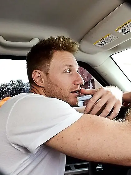 White shorts blond-haired bombshell gets fucked sideways on a co