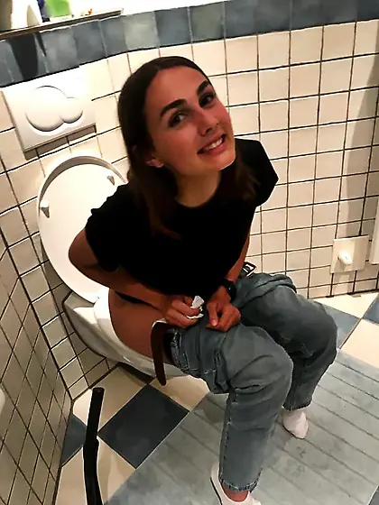 Sitting on the toilet