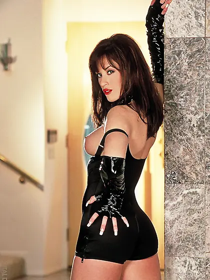 Dominatrix black latex crop