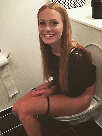 Sitting on the toilet