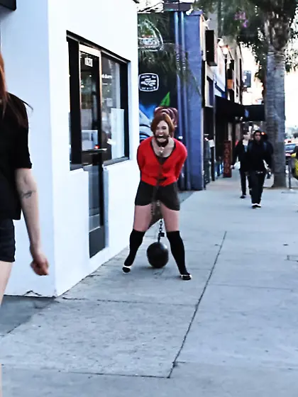 Girl crawl knees publicly