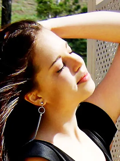 White teen with brown hair and big tits