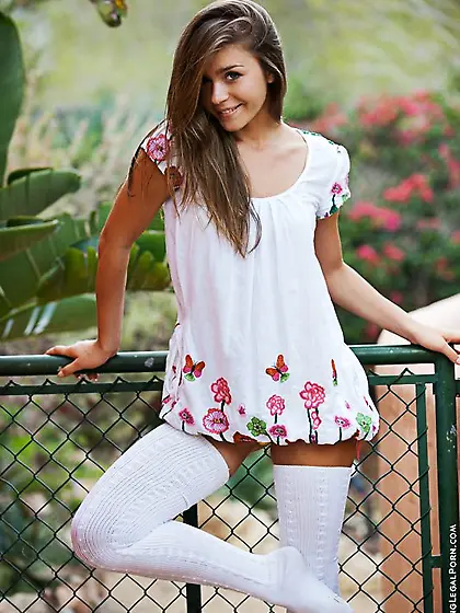 Sweet babe Lily C is outdoor showing the cameltoe and also hot n