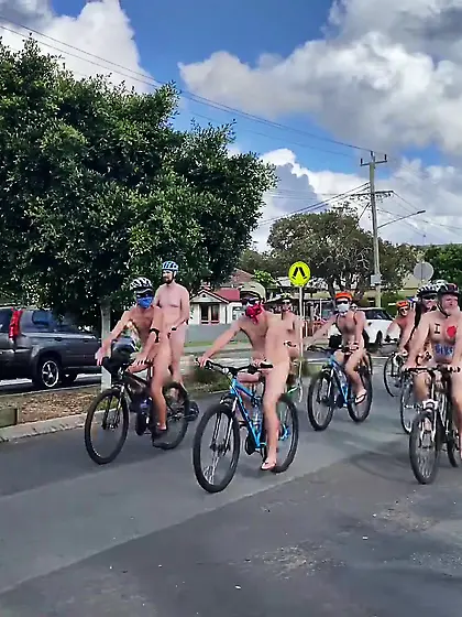 WNBR Byron Bay Public Erection Crossing the Street