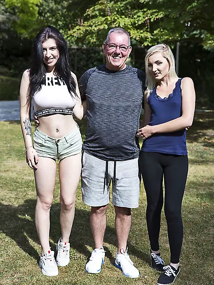 Hugely arousing sex scene with two girls and an old creep