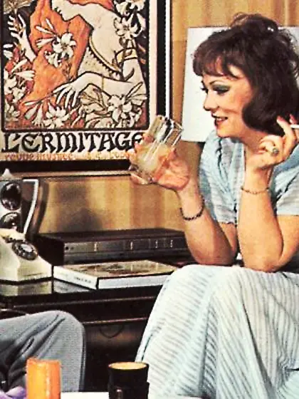 Brunette retro lady loves