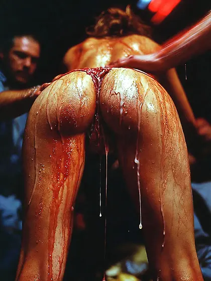 Redhead Slut Drenched in Cum & Blood - Brutal Gang