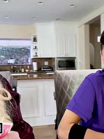 Voluptuous blonde lady black