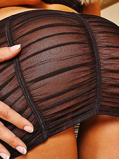 Eve Angel strips her sexy black dress off and gets her hungry va