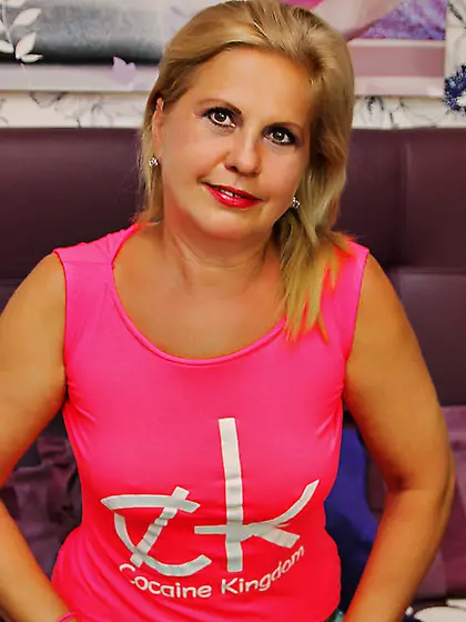 White granny with blonde hair and big tits