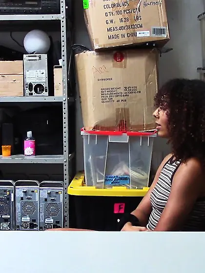 Gorgeous black thief caught and given a hard...