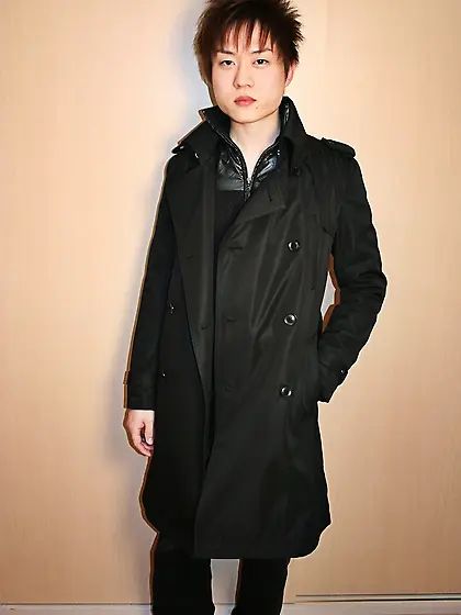 Handsome japanese slowly peels