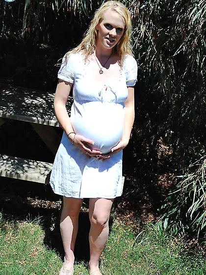 Blonde white maternity dress