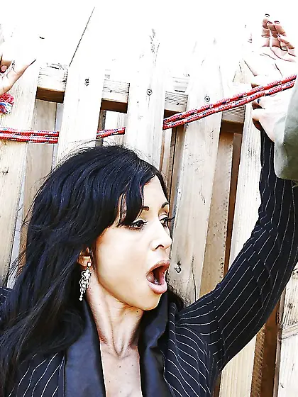 Brunette mature bondage