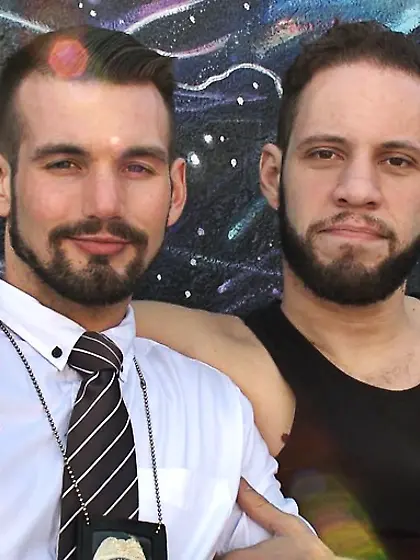 Tattooed dude bound chimney