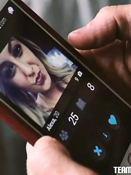 Small tits American in black stockings gets...