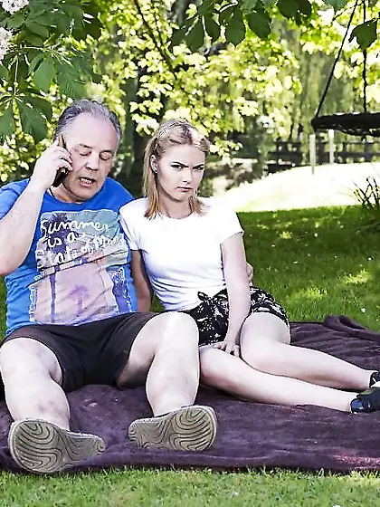 Grandpa fucking his young girlfriend in her pussy