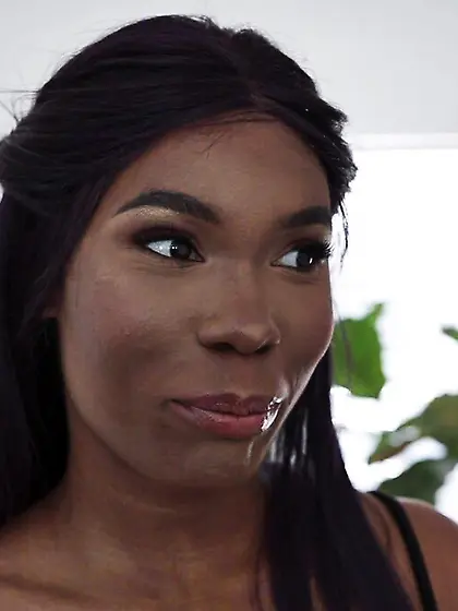 Sexy submissive ebony takes white cock deep...