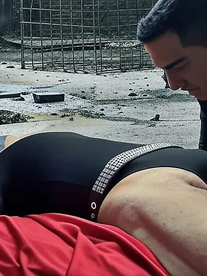 Black Superhero captured in netting.  KO and fondle