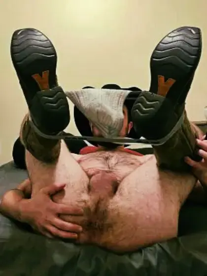 Spreading those legs showing his ass