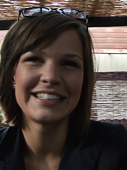 Ponytailed brunette teen takes