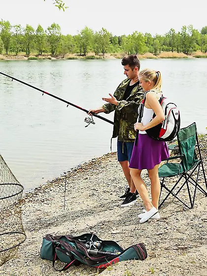 Boy took slut fishing but all girl wanted was getting it on in t