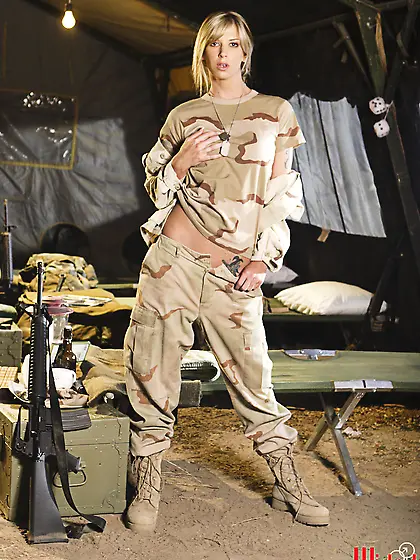 Naughty Brooke Banner went to the army to masturbate and to play