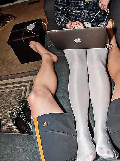 Wife in White Tights and Pantyhose