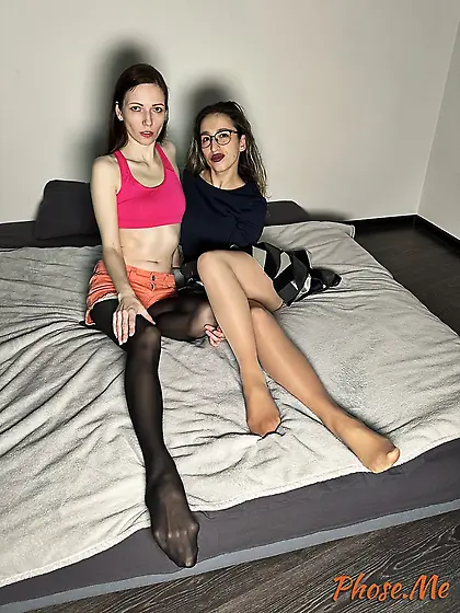 Two Horny Women Wearing Pantyhose